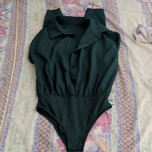 Dark Green Sleeveless Bodysuit